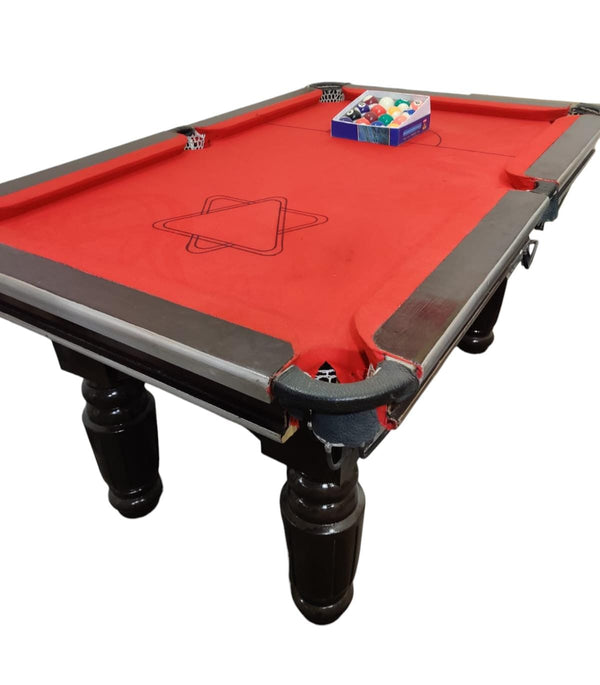 Pool Table in size of 4/8 ft, with red cloth, in Brown color